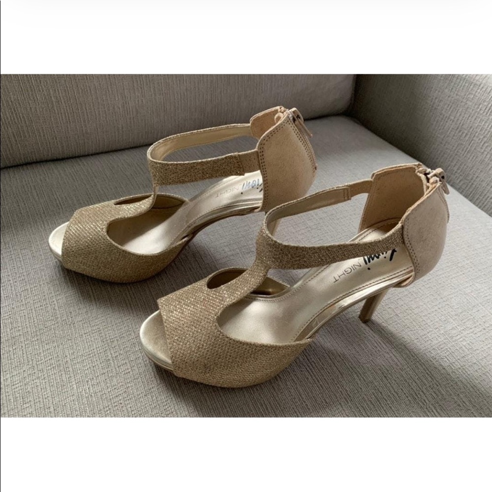 Gold sparkly heels